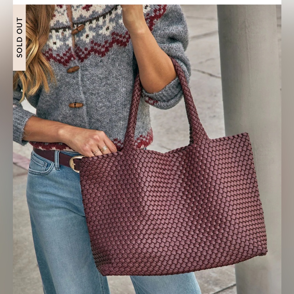 Vici At My Side Woven Leather Tote With Insert-New